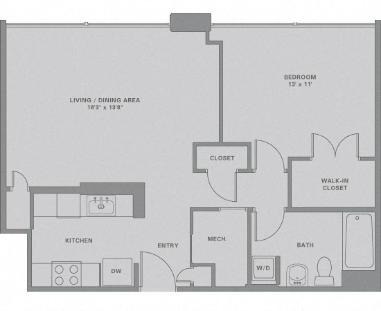 Floorplan for Apartment #01-912, 1 bedroom unit at Halstead Haverhill